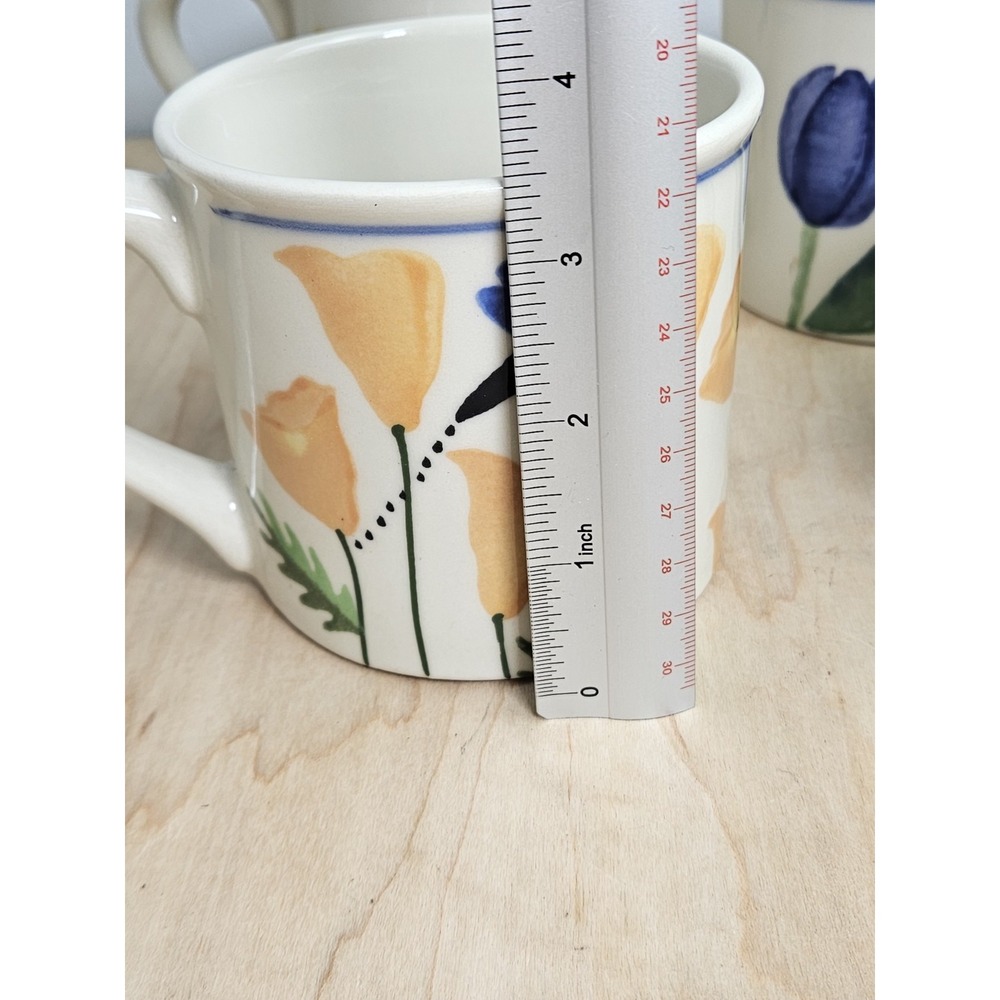 Starbucks Barista Hartstone Hand Painted Floral Mug Set of 4 USA Coffee Cups - Picture 6 of 9